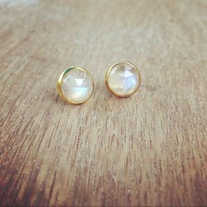 Gold plated moonstone studs